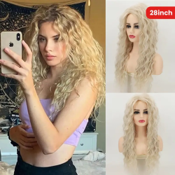 28" Golden Deep Wave Synthetic Wig