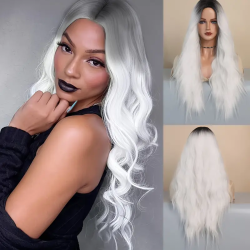 28 "Black Gradient Pure White Deep Wave Wig Gorgeous Fashion Wig Sweet And Cute Wig Christmas New Year Holiday Party Wig Lets Yo